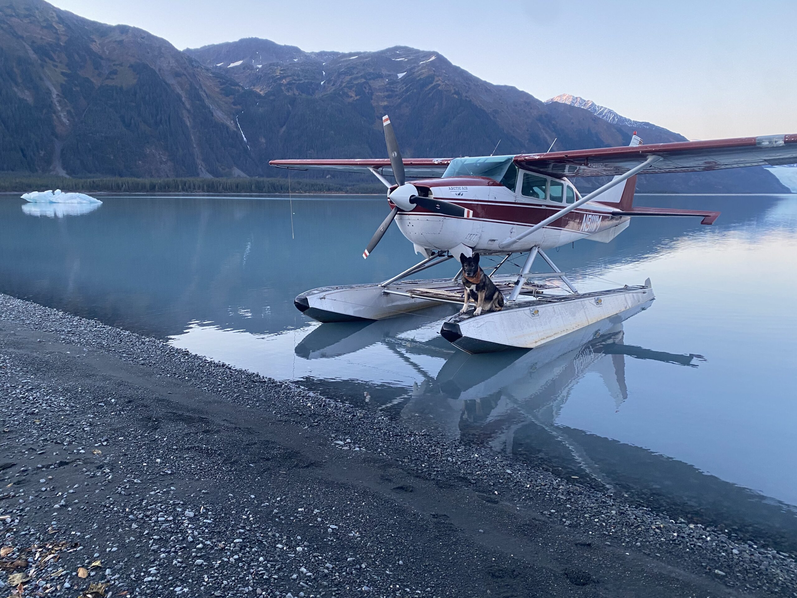 Plane on floats in a mountain lake